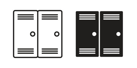 Locker icons in simple black style symbol sign for apps and website