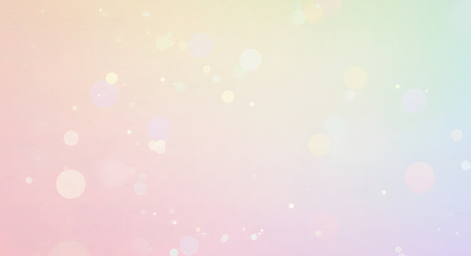 Soft pastel gradient background with shimmering bokeh lights, blending delicate pink, yellow, green, blue hues, creating a serene dreamy visual