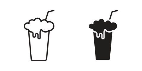Milkshake icons in simple black style symbol sign for apps and website