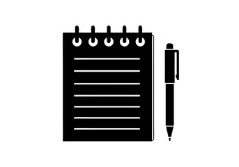 Notebook and Pen Icon Perfect for Blogging, Writing, Note-Taking, and Planning in Vector Format