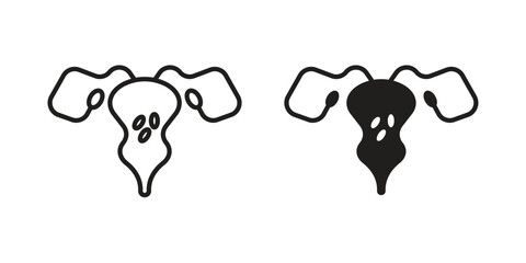 Pelvic inflammatory disease icons in simple black style symbol sign for apps and website