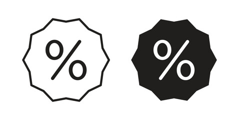 Percent icons in simple black style symbol sign for apps and website