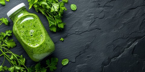 Antioxidant natural fresh green drink, beneficial vitamins and health.