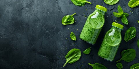 Antioxidant natural fresh green drink, beneficial vitamins and health.