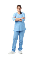 Doctor in medical uniform on white background