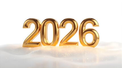 2026 new year gold number on white background