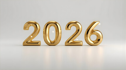 the number 2026 3d elements is shown in gold on a white background