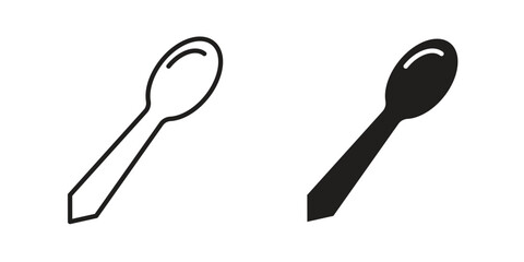 Spoon icons in simple black style symbol sign for apps and website