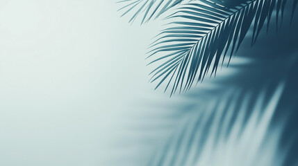 Fototapeta premium Palm leaf shadow on light blue background