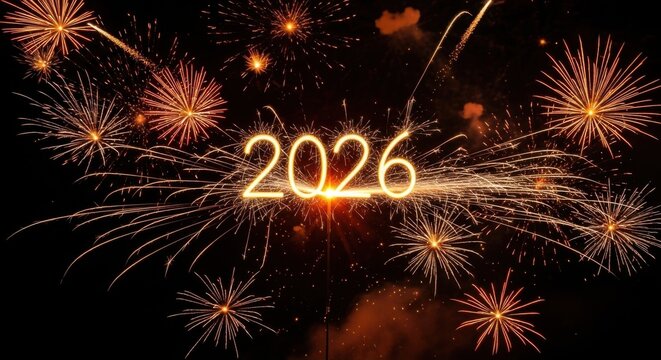 Bright fireworks light up the new year 2026 celebration - Powered by Adobe