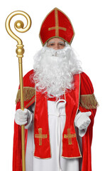 Saint Nicholas with crozier on white background