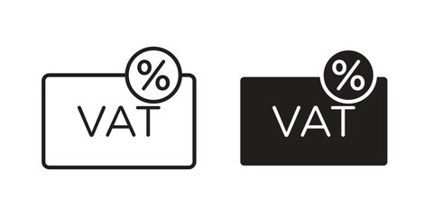 Value added tax VAT icons in simple black style symbol sign for apps and website
