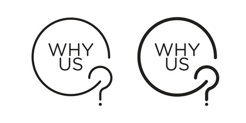 Why us icons in simple black style symbol sign for apps and website