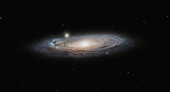 Stunning spiral galaxy with bright core and surrounding stars in deep space