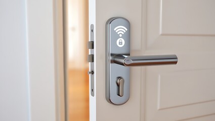 Smart lock system for house door modern security technology concept