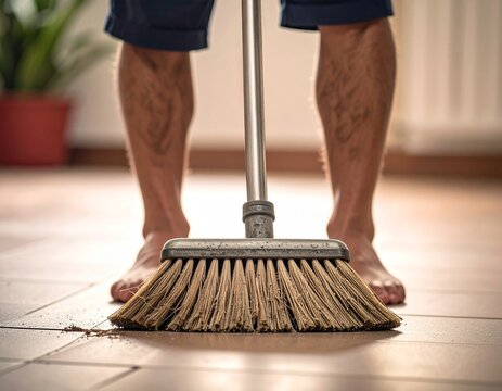  Pessoa varrendo a casa 
