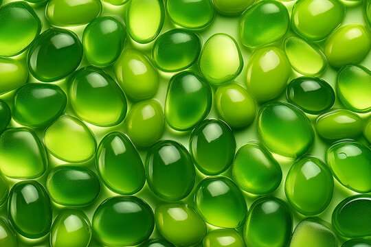 Fresh Lime Green Translucent Spheres Resembling Grapes or Plant Cells