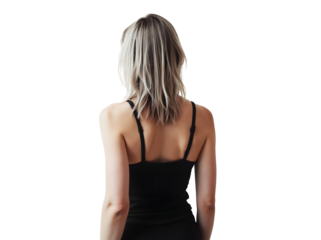 Fashion woman back shot isolated