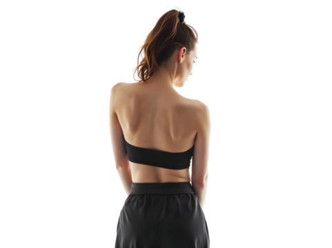 Fashion woman back shot isolated