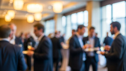 Blurred Business People Networking at Corporate Event with Bokeh