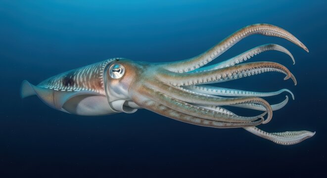 Graceful cuttlefish gliding through ocean waters