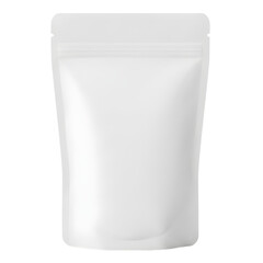 Blank White Stand-Up Pouch Mockup with Zipper for Product Packaging - Transparent Background