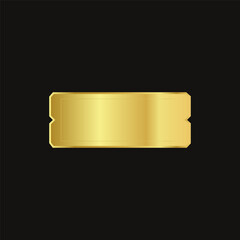 Label golden ticket with metallic gradient. Premium vector coupon template on dark background. Perfect for design, invitations and promotions. 