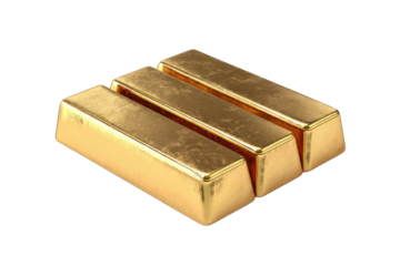 Three gold bars stacked, detailed texture