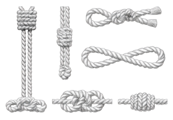 Various white rope knots