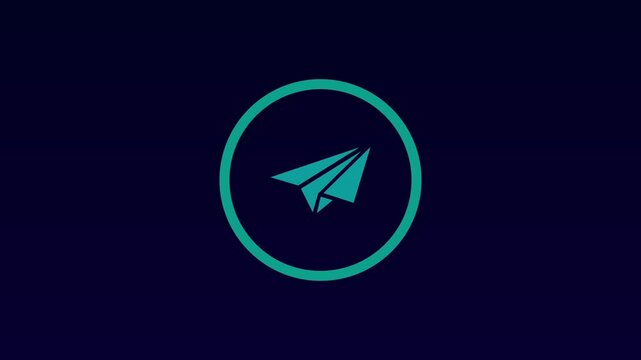 Paper plane icon isolated on blue background. Paper airplane icon. Aircraft sign. 4K Video motion graphic animation