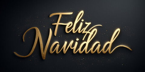 Feliz Navidad gold lettering on dark luxury background — Christmas greeting typography