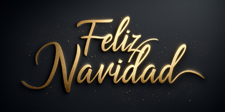 Feliz Navidad gold lettering on dark luxury background — Christmas greeting typography - Powered by Adobe