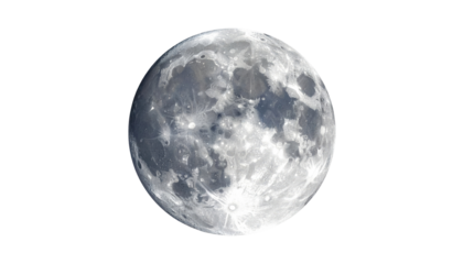 A large, detailed, isolated celestial sphere, showcasing surface textures, craters, and variations in light and shadow, set against a black backdrop