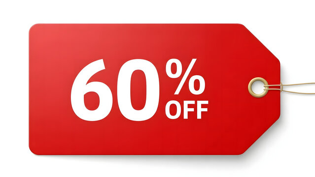 Savings in Red: A bold red price tag dramatically displays a significant discount, offering a tempting opportunity for shoppers seeking a great deal.