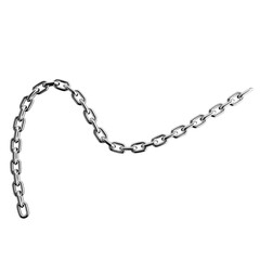 Wavy silver metal chain link 3D illustration
