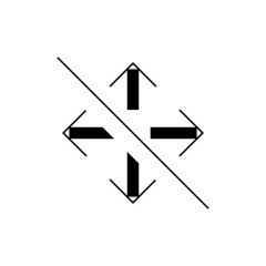 Illustration of four arrows pointing in different directions bisected by a diagonal line on white background