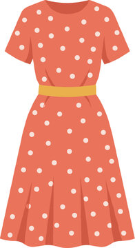 Cute orange polka dot summer dress with a yellow belt.