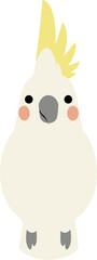 Fototapeta premium Cute cartoon cockatoo parrot with a yellow crest standing forward.