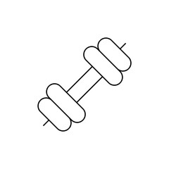 Simple line drawing of a dumbbell with rounded weights and a straight handle on a white background