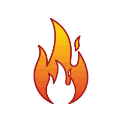 Fiery flame illustration with vibrant colors and dynamic shapes on white background.