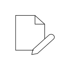 Illustration of a document with a folded corner and a pencil positioned to the side on a white background