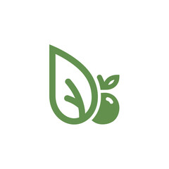 Green leaf and fruit logo icon.