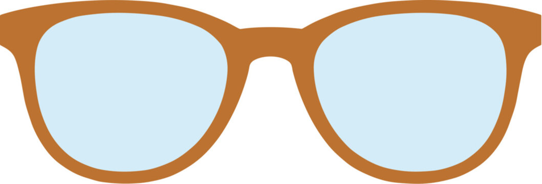 Stylish brown eyeglasses with light blue lenses isolated on a white background.