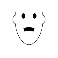 Illustration of a simple cartoon face with a downturned mouth and two eyes on a white background