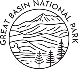 Great Basin National Park monoline vintage outdoor badge design