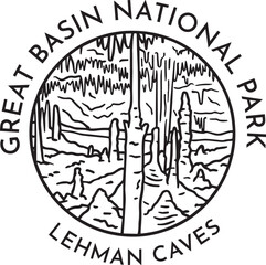 Great Basin National Park - Lehman Caves monoline vintage outdoor badge design
