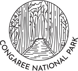 Congaree National Park monoline vintage outdoor badge design