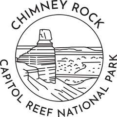 Capitol Reef National Park - Chimney Rock monoline vintage outdoor badge design