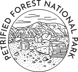 Petrified Forest National Park monoline vintage outdoor badge design