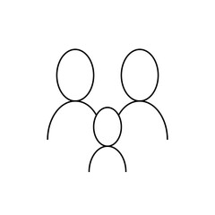 Illustration showing a family of three with simple line drawings of heads and shoulders outline